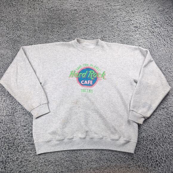 Hard Rock Cafe Other - Vintage Hard Rock Cafe Sweater Adult Extra Large Gray Embroidered Crew Neck